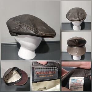 VTG Adventure Bound Genuine Leather Cabbie Taxi Newsboy Hat‎ Cap Mens S Small